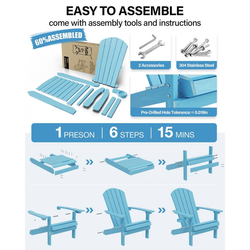 WINSOON All Weather HIPS Outdoor Plastic Adirondack Chairs Set of 2