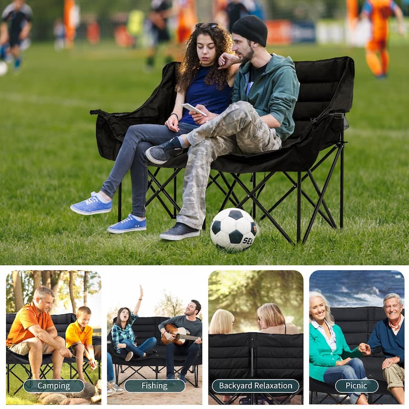 DoCred Oversized 2 Person Folding Fully Padded Camping Chair