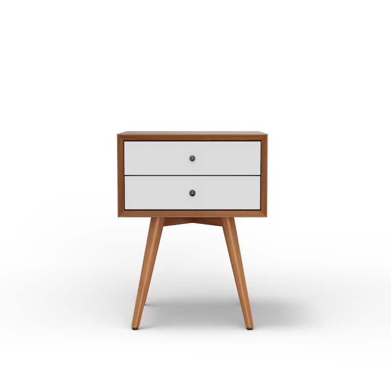 Flynn Small 2-Drawer Mahogany Nightstand with Legs