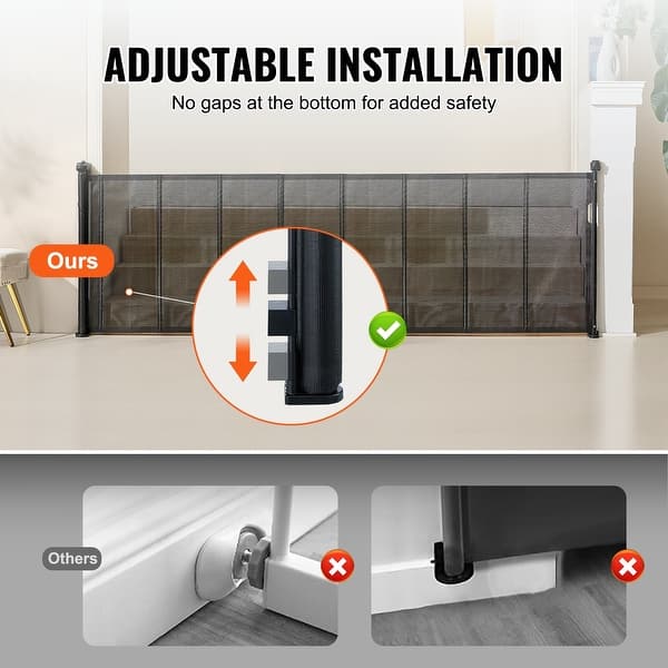 dimension image slide 8 of 9, Mesh Foldable Wide Retractable Baby Gate Suitable for Playrooms Kitchens Or Hallways