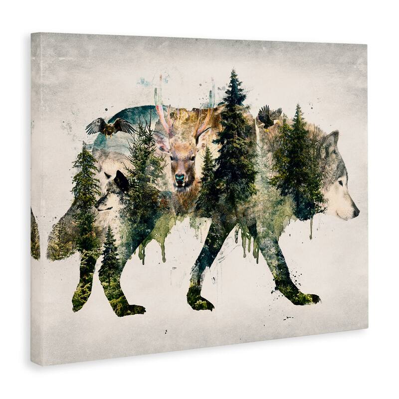 Stupell Woodland Wildlife Wolf Contour Canvas Wall Art Design By Barrett Biggers