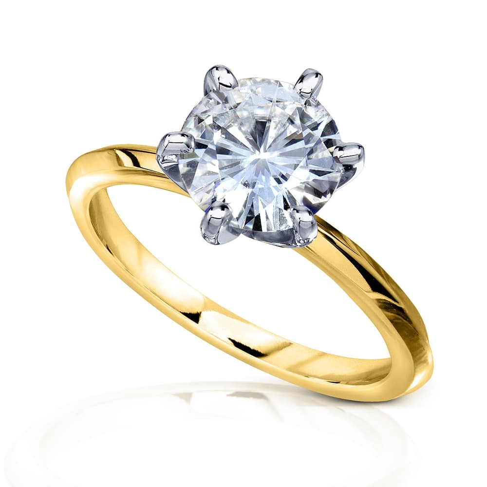 Kobelli 2 Carat Lab Grown Diamond Certified 14k Solid Gold Solitaire 6-Prong Engagement Ring (EF/VS)