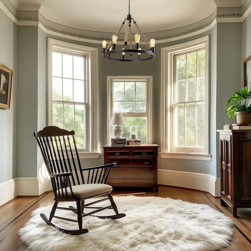 Farmhouse 8-Light Wagon Wheel Rustic Chandelier for Dining Room - 8-Light Wagon Wheel Chandelier