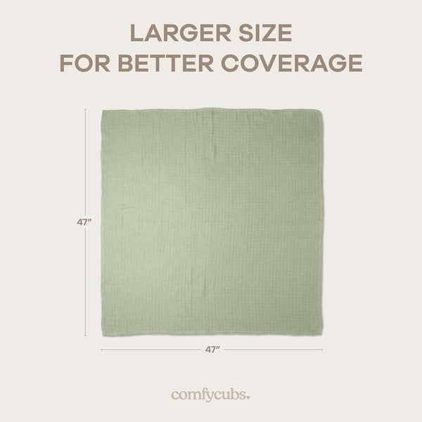 dimension image slide 6 of 9, Muslin Swaddle Blankets, Pack of 4, 47" x 47" by Comfy Cubs