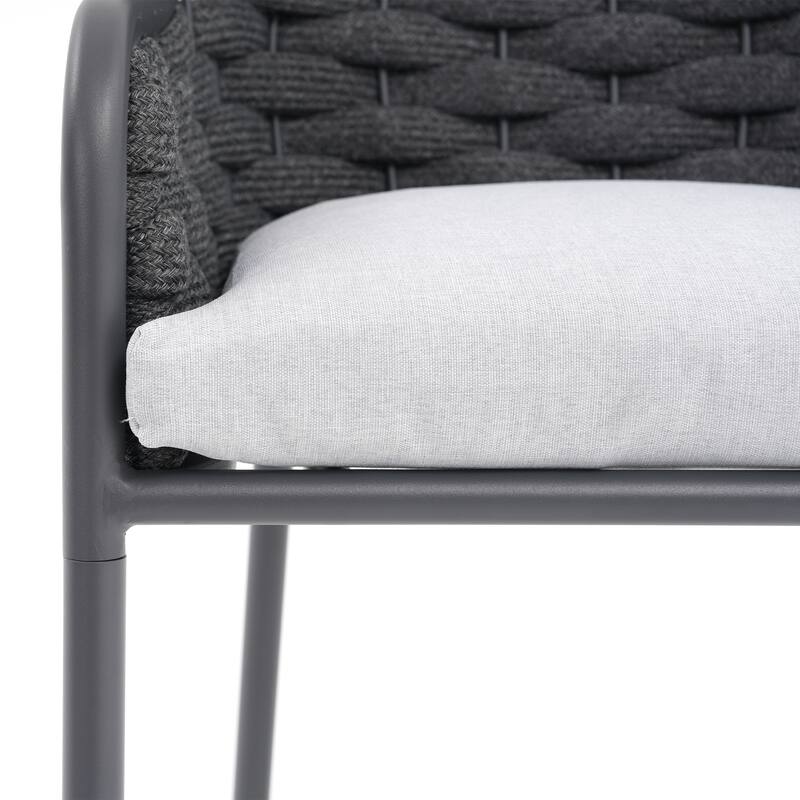 Outdoor Metal High Arm Barstool Chair with Cushions (set of 2)