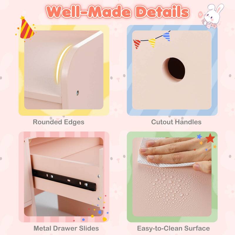 Costway Princess Bunny Makeup Table with Lighted Mirror, Open Shelves - See Details