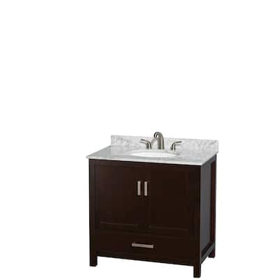 Wyndham Collection Sheffield 36" Freestanding Vanity Set with Hardwood