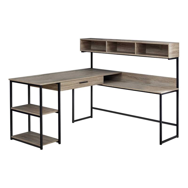 L-Shaped Computer Desk with Storage & Metal Base