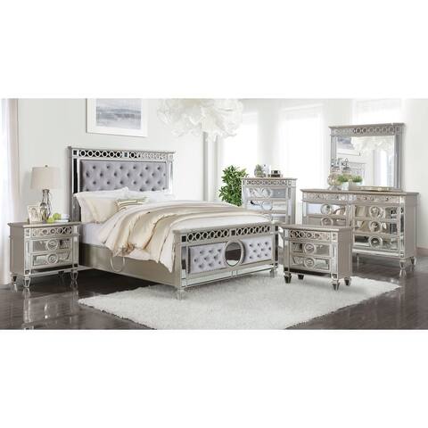 Furniture of America Alyah Glam Champagne 6-piece Tufted Bedroom Set