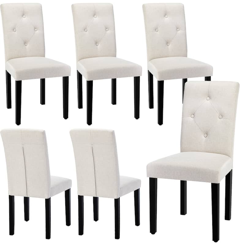 Upholstered Dining Chairs Set of 2/4/6 Modern Dining Chairs with Solid Wood Legs and High Back Dining Room Chairs - Set of 6 - Beige