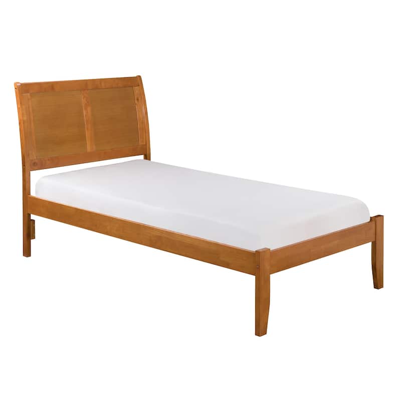 King Platform Bed - Modern Wood Sleigh Style Bed Frame - HomeStock Walnut Finish
