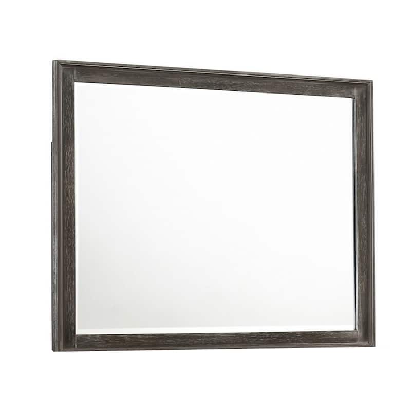 Zavi 32 x 40 Dresser Mirror, Rectangular, Glass, Nutmeg Brown Finish