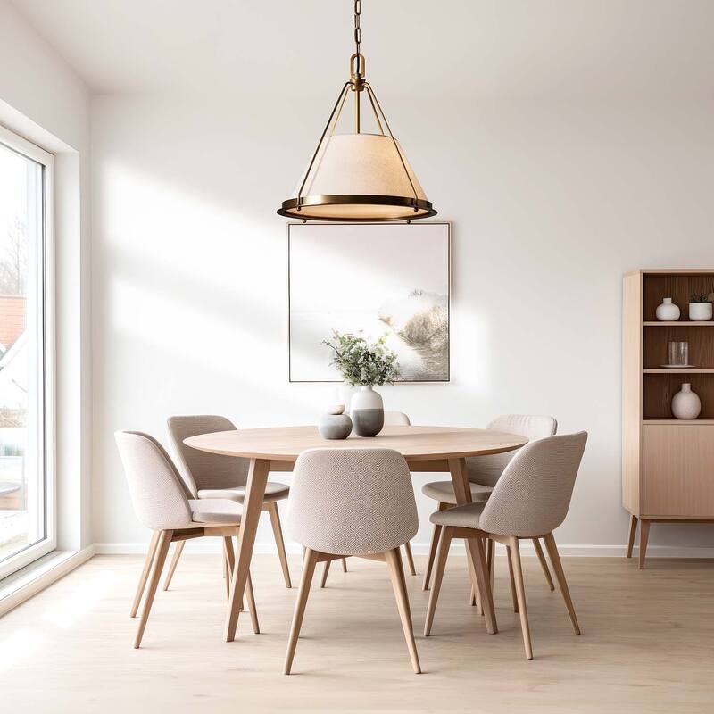 Draven Modern Pendant Light - Metal, Fabric & Gold, Matte Black Light Fixture For Modern, Contemporary, Minimalist Room Decor