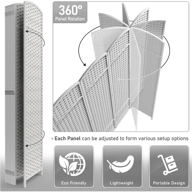 Room Divider Folding Privacy Screen Tall Partition Foldable Wall 8 Panel - 96” L x 19.50” W x 69” H