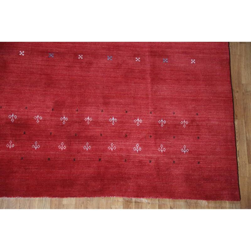 Hand Knotted Oriental 100% Wool Carpet Tribal Tribal Red Gabbeh Area Rug - 11' 3'' X 8' 3''