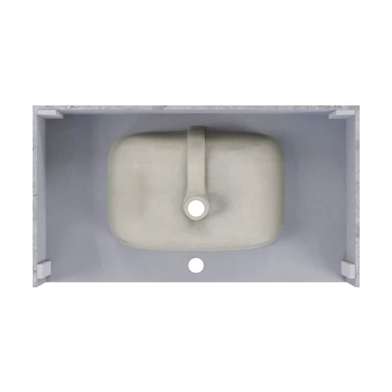 Avancer 36'' Wall Mount Sink In Storm Grey - 35.44" x 19.75" x 7.5"