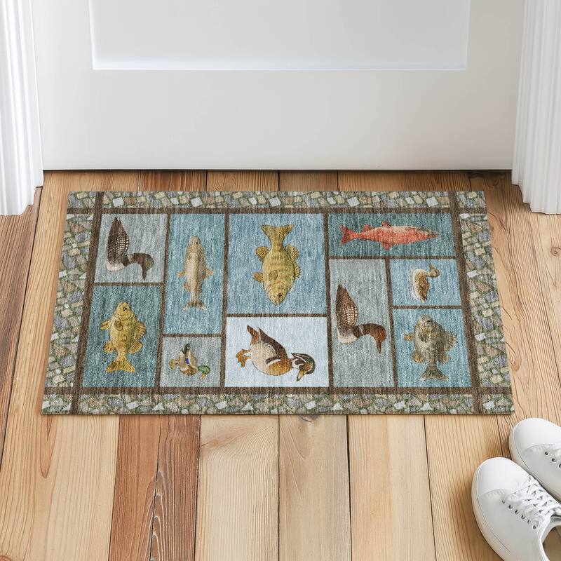 Machine Washable Indoor/ Outdoor Cabin Lodge Chantille Rug