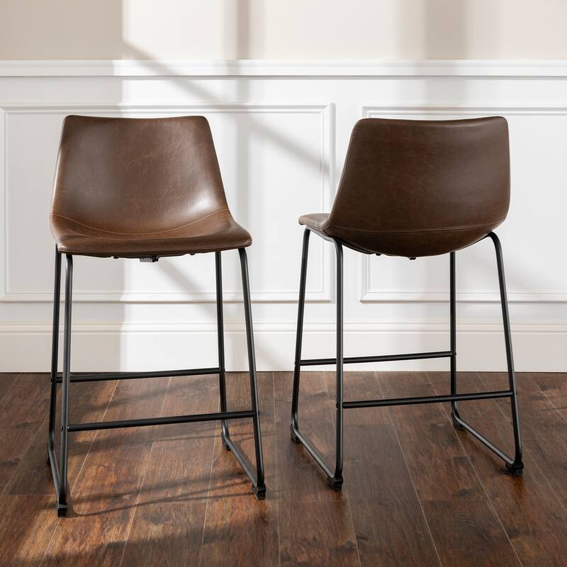 Industrial Faux Leather Counter Stools