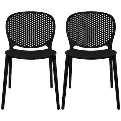 Armless Stacking Molded Matte Dining Side Chairs Patio Indoor Outdoor Kitchen Bedroom Set of 2