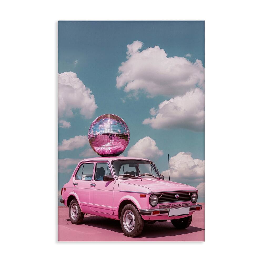Stupell Disco Ball Car & Clouds Canvas Wall Art Design By LSR Design Studio