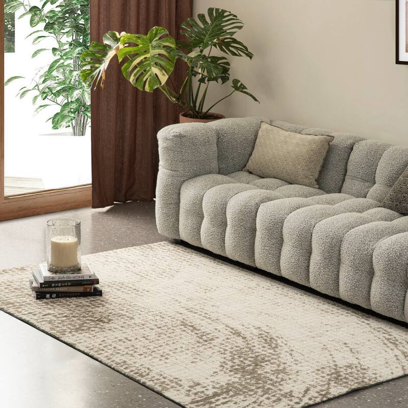 Glitzhome Modern Geometric Abstract Pattern High-Low Shag Area Rugs