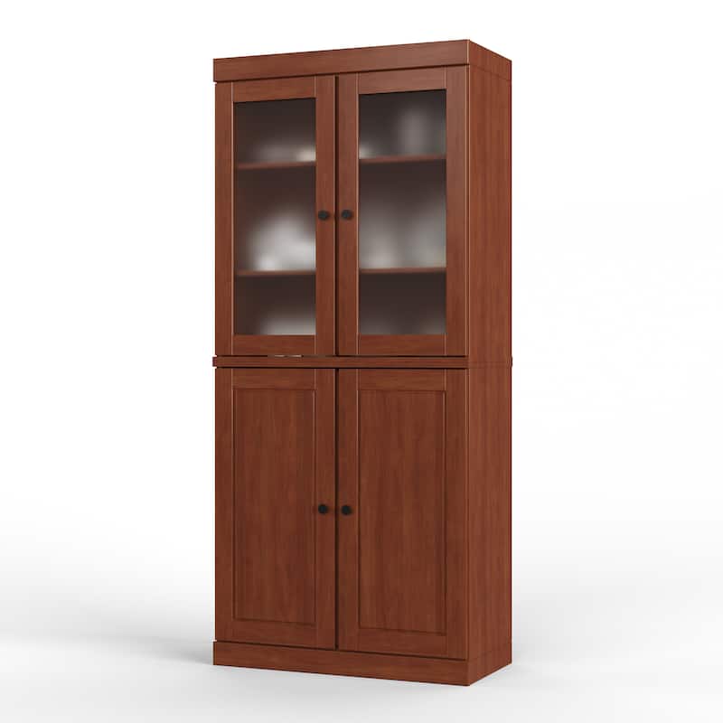 Palace Imports 100% Solid Wood Pantry Cabinet with Frosted, Clear Glass or Solid Doors and Adjustable Shelves