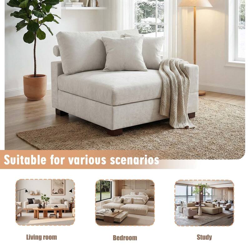 Chenille Upholstered Armless Accent Chair With Plush Cushion