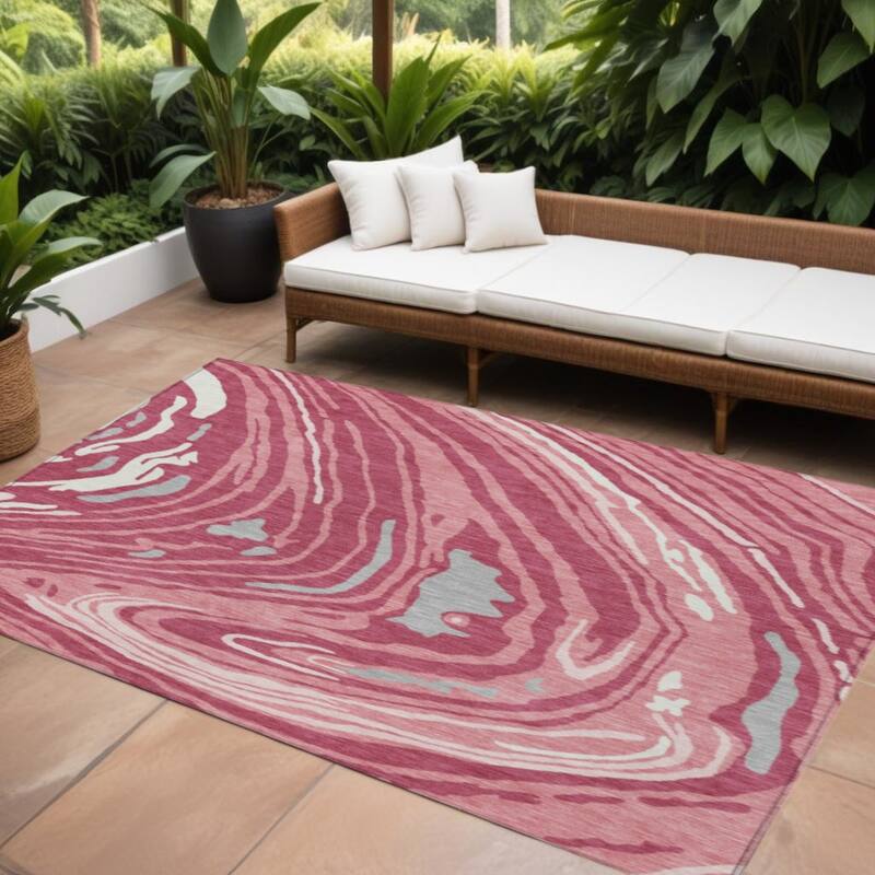 HomeRoots Abstract Transitional Rectangle Outdoor Rug - 9' X 12'