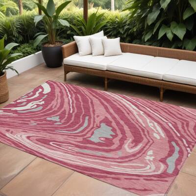 HomeRoots Abstract Transitional Rectangle Outdoor Rug