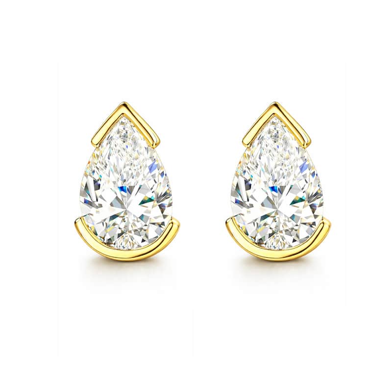 Auriya 14k Gold Lab Grown Pear Diamond Stud Earrings 0.50 to 8.00 ct. tw. Push-Back (F-G VS) - White