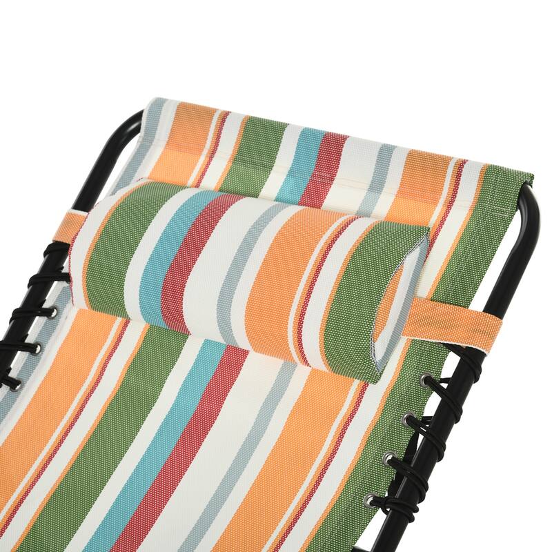 Outdoor Foldable Chaise Lounge Chair Sun Lounger with Adjustable Backrest for Beach Patio Poolside