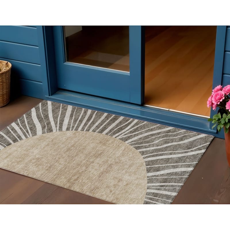 HomeRoots Abstract Transitional Rectangle Outdoor Rug - 3' x 5'