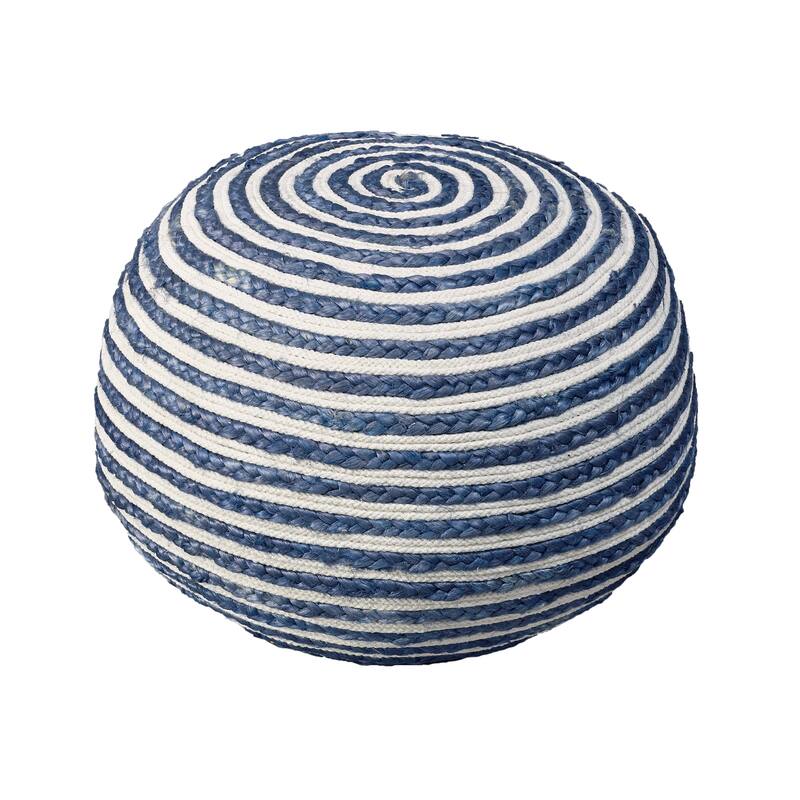 HomeRoots 20" Blue Jute Ottoman