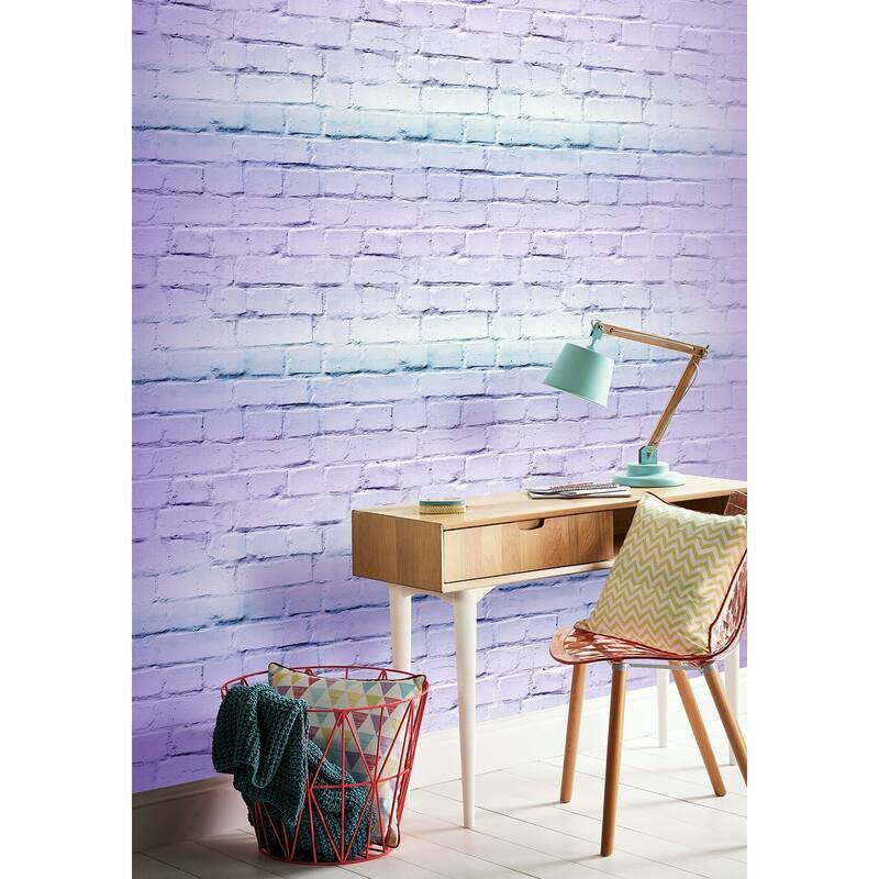 Arthouse Winifred Lavender Ombre Brick Wallpaper