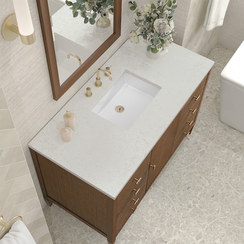 James Martin Vanities Myrrin 48" Vanity, Mid Century Walnut - Lime Delight