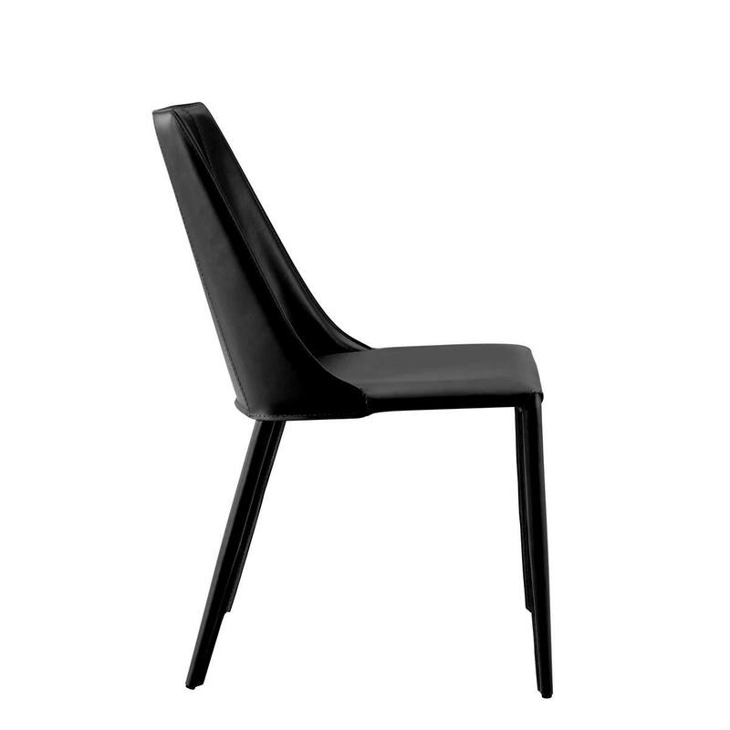 Upholstered Leather Dining Chair with Steel Frame for Modern Dining Room - 19.89” x 23.63” x 33.86”