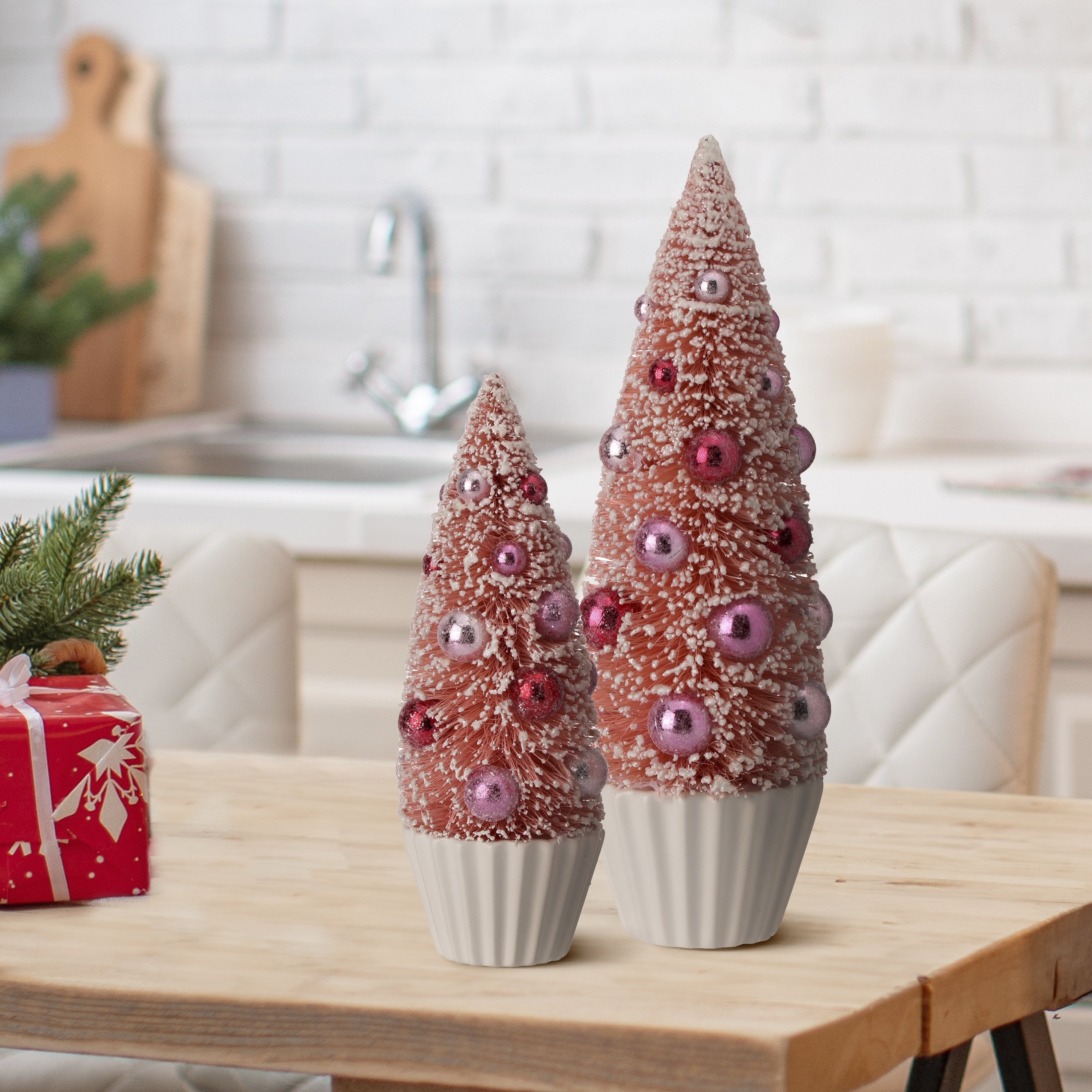 11-14" Soo Sweet Sisal Trees In Cupcake Set of 2