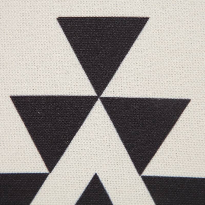 20" Black and Cream Geometric Square Outdoor Patio Throw Pillow