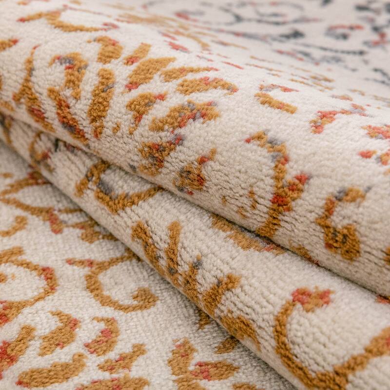 Superior Modern Distressed Damask Polypropylene Indoor Area Rug