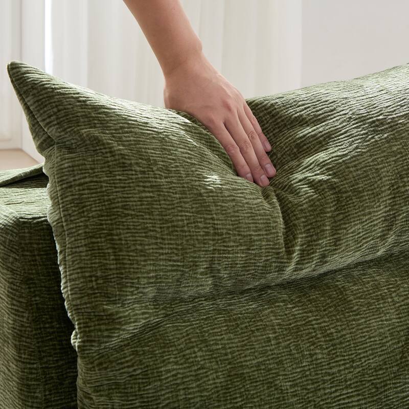 Modern 3-Seater Fully Compressible Modular Sofa, Armless Lounge Sofa with Removable Cover, Upholstered Couch for Living Room