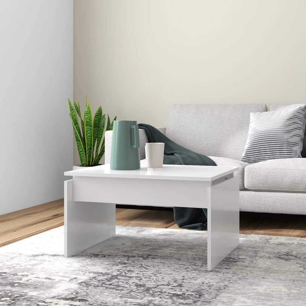 vidaXL Coffee Table White Engineered Wood 26.8 x 19.7 x 15.0 in Simple - 19.7 x 26.8 x 15.0 in