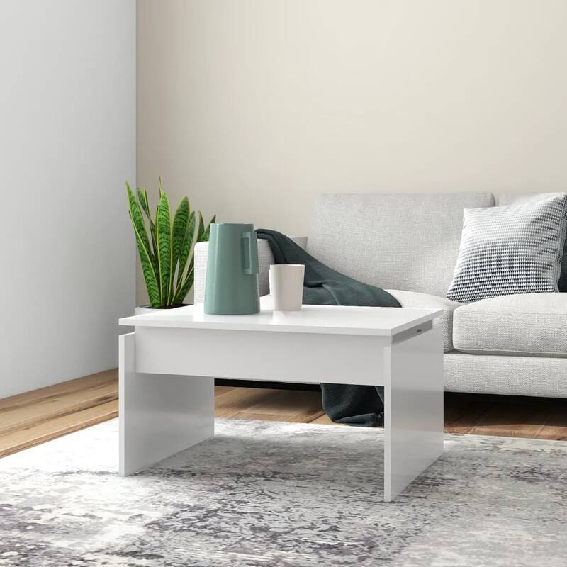 vidaXL Coffee Table White Engineered Wood 26.8 x 19.7 x 15.0 in Simple - 19.7 x 26.8 x 15.0 in