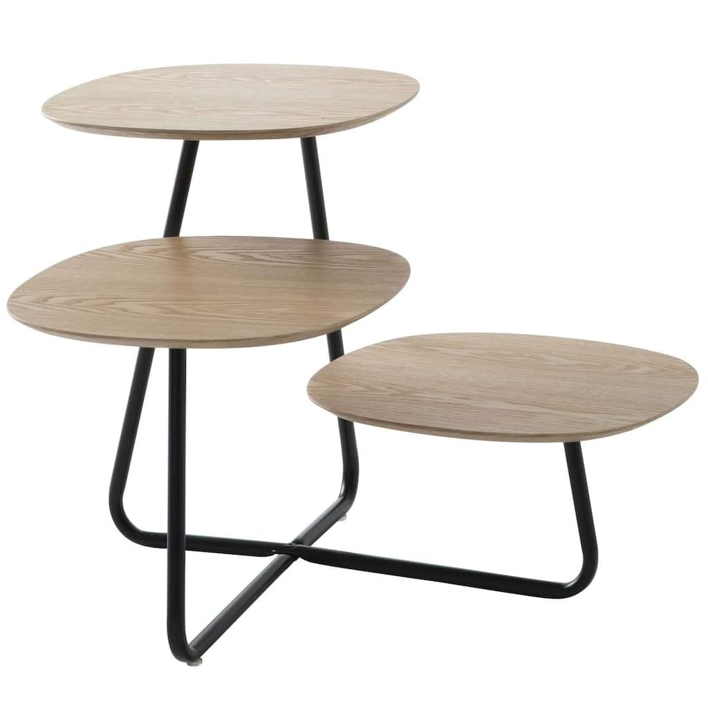 Hazelton Modern Multi Shelves Side Table MDF Wood Tabletop and Stanless Steel Frame Accent End Tables