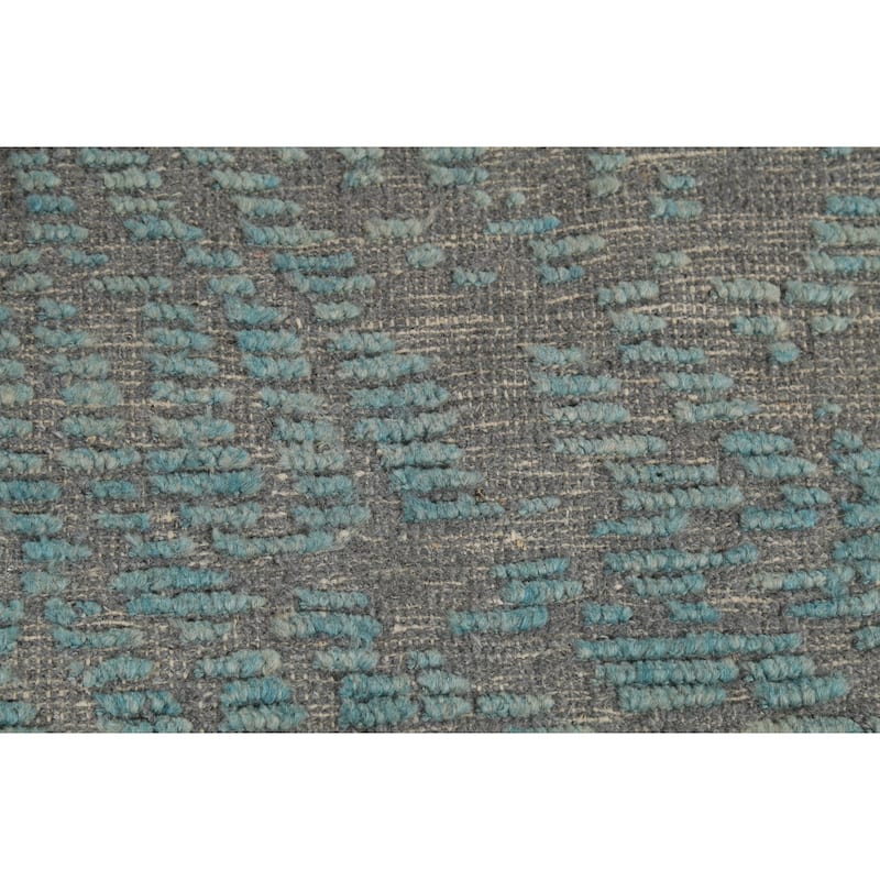 All-Over Gray & Blue Moroccan Abstract Area Rug Handmade Wool Carpet - 4'11"x 8'0"