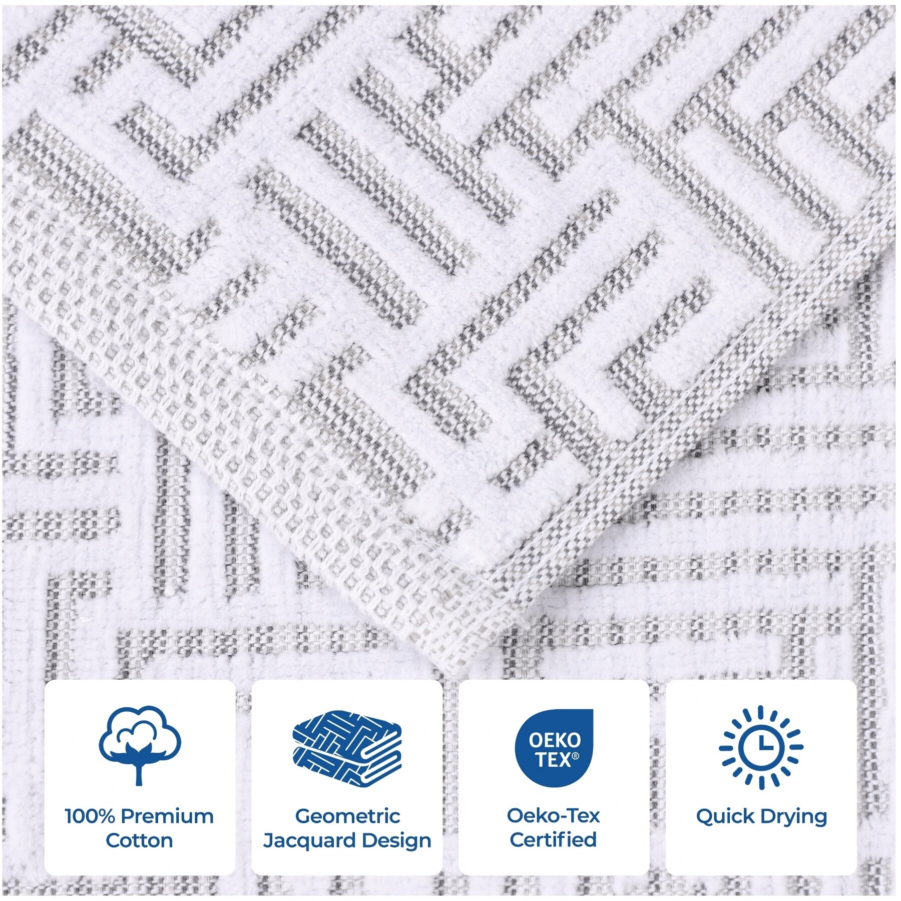 Luxury Geometric Jacquard Cotton Bath Sheet-image