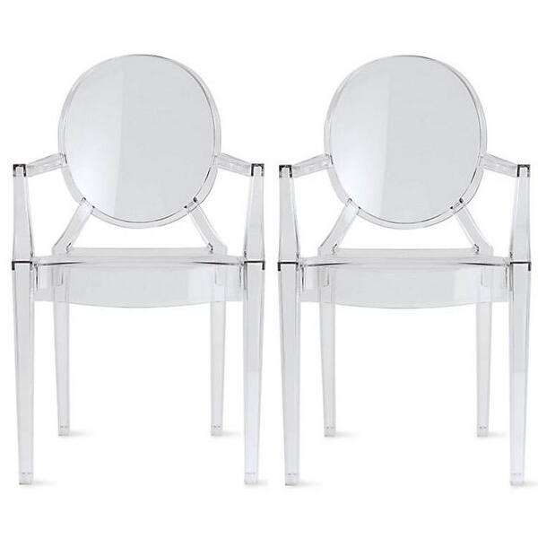 Set Of 2 Dining Chair With Arms Molded Transparent Stacking Plastic For Home Restaurant Office Desk Kitchen On Sale Overstock 17635009