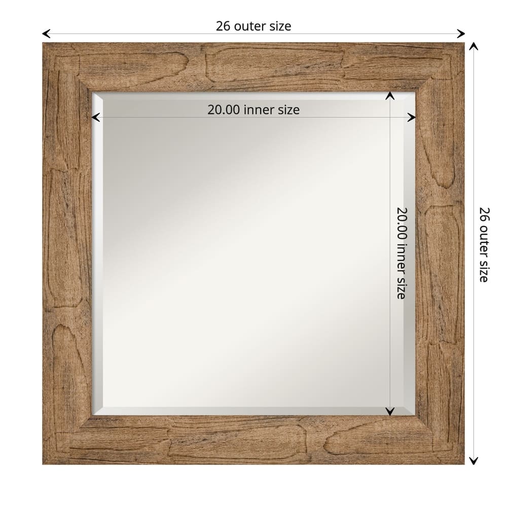 Beveled Wood Bathroom Wall Mirror - Owl Brown Frame