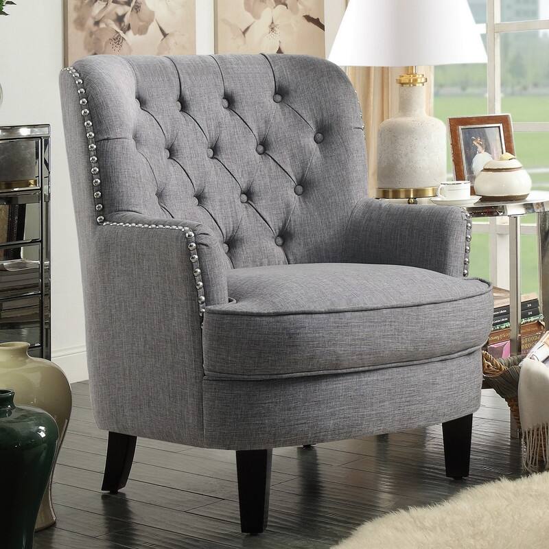 Moser Bay Mignon Velvet / Linen 30'' Wide Tufted Wingback Accent Chair