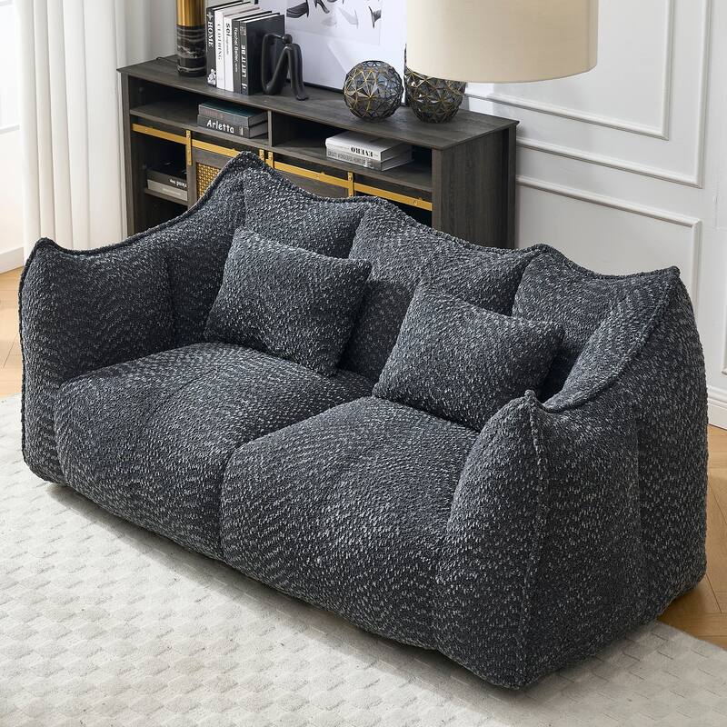 Beanbag Chair with High Resilience Foam Core. The Square Recliner Sofa Is Ideal for Family Members And Friends Engaged in Games