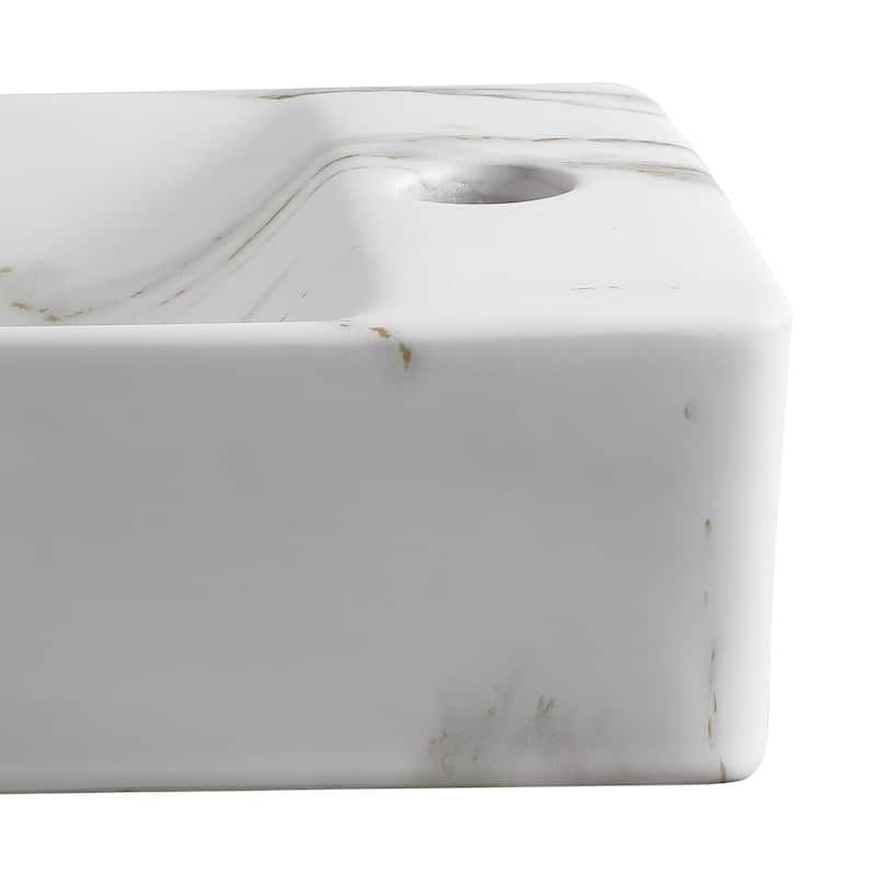 Felix Modern Wall Mounted Rectangular Ceramic Mini Sink, By JONATHAN Y